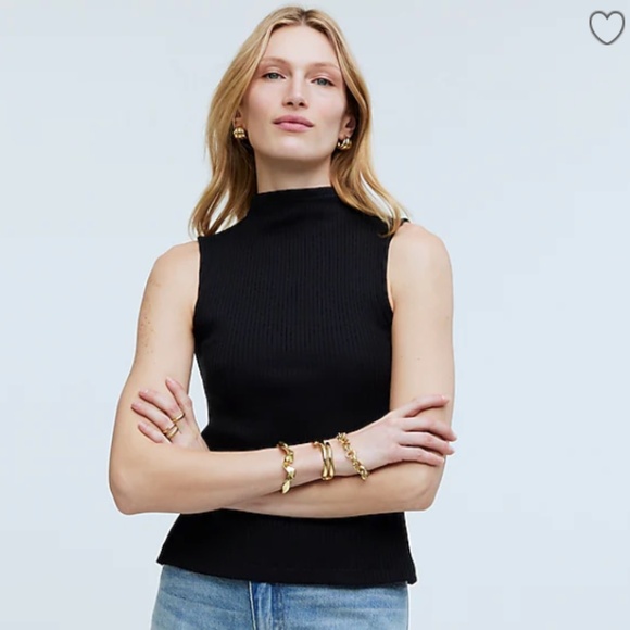 Madewell NWT Ribbed Side-Slit Mockneck Tank Size X?  in Black - Picture 1 of 9